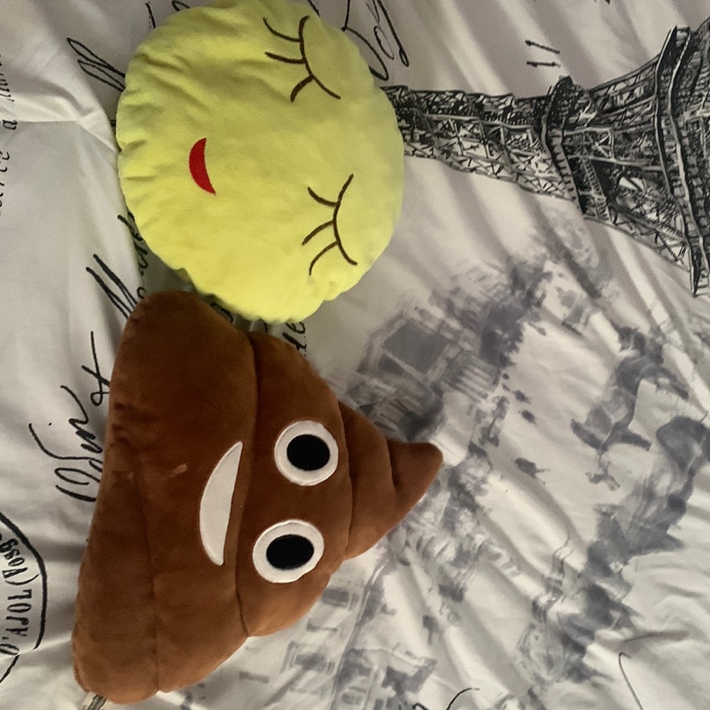 Emoji pillows *poop emoji* *relieved emoji*